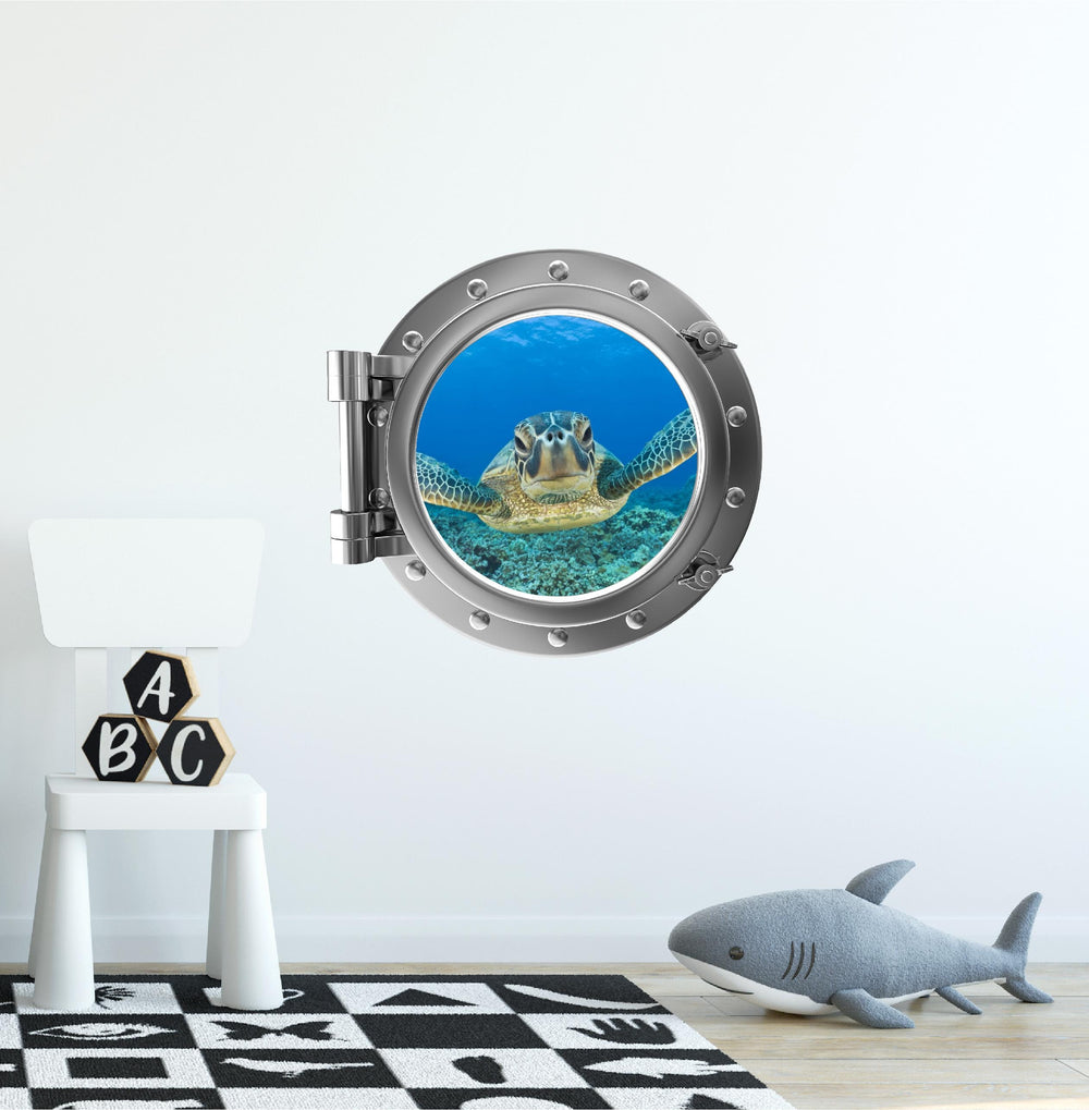 PortScape Sea Turtle 3 | Ocean Porthole Window Wall Decal