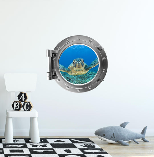 PortScape Sea Turtle 3 | Ocean Porthole Window Wall Decal