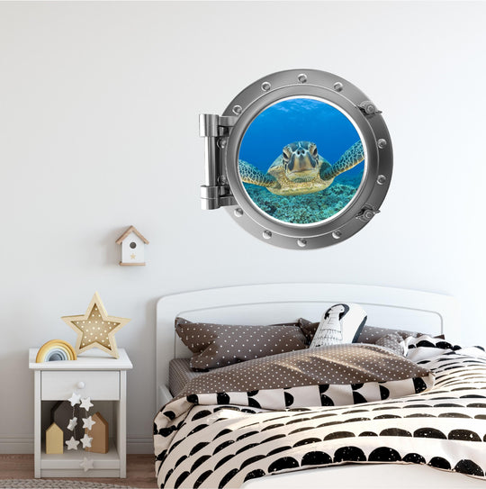 PortScape Sea Turtle 3 | Ocean Porthole Window Wall Decal