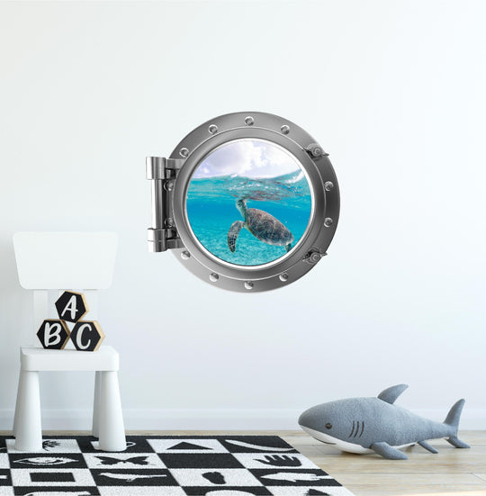 PortScape Baby Turtle 6 | Ocean Porthole Window Wall Decal