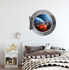 PortScape Spaceship Orbiting Planet 2 | Space Porthole Window Wall Decal