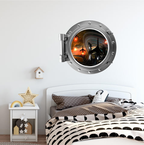 PortScape Space Station | Space Porthole Window Wall Decal