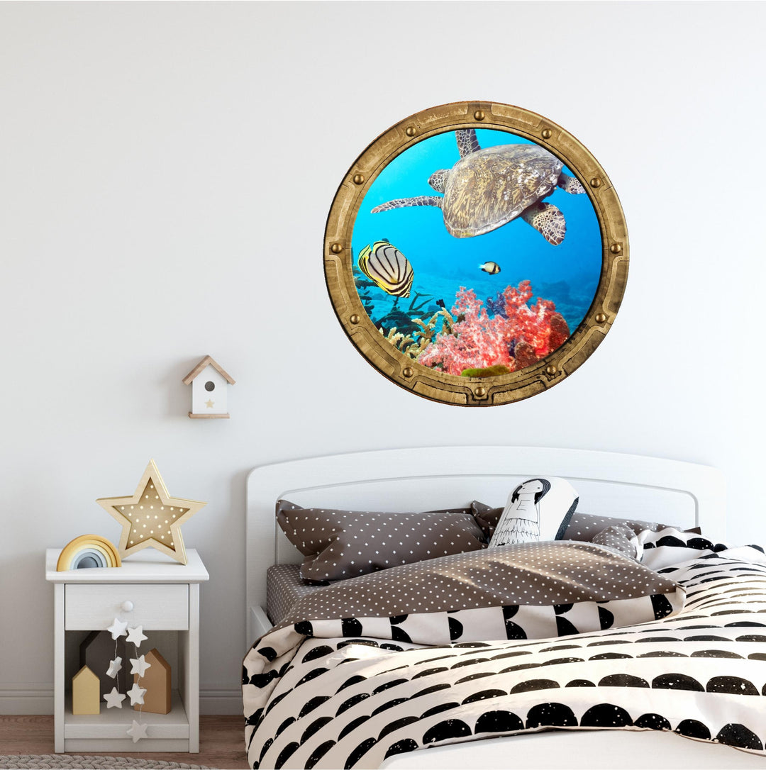 PortScape Tropical Reef Life 1 | Ocean Porthole Window Wall Decal