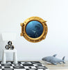 Port Scape Sunken Statue of Liberty Porthole Window Wall Decal Graphic Sticker Vinyl Mural Instant Sea View Ocean Fantasy Kids Room Decor