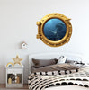 Port Scape Sunken Statue of Liberty Porthole Window Wall Decal Graphic Sticker Vinyl Mural Instant Sea View Ocean Fantasy Kids Room Decor