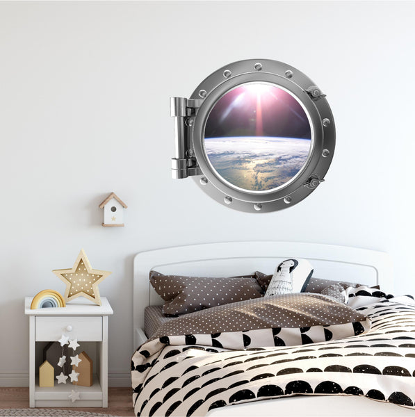 PortScape Orbiting Earth 1 | Space Porthole Window Wall Decal
