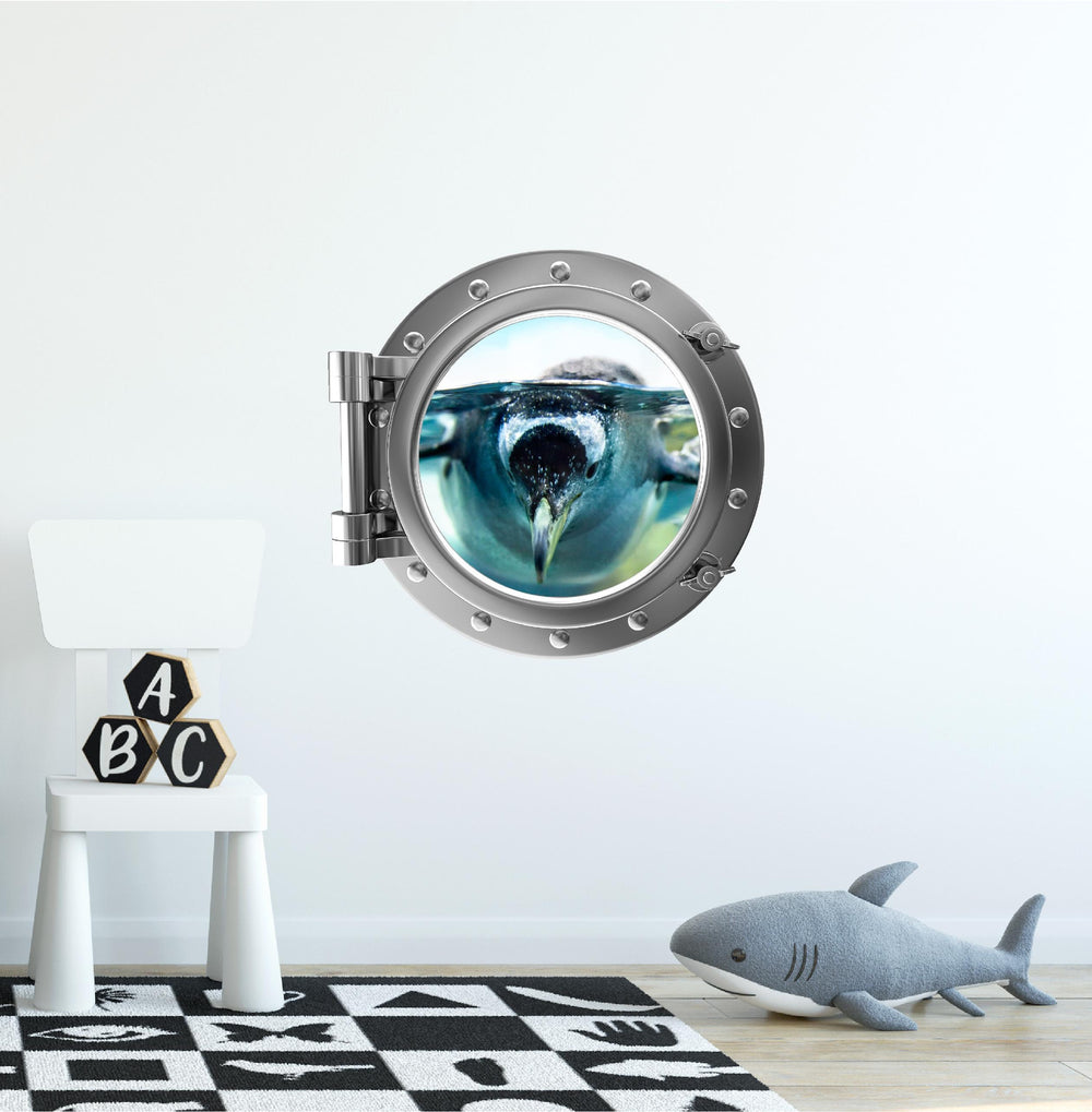 PortScape Penguin 2 | Ocean Porthole Window Wall Decal