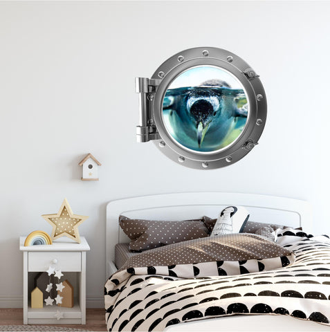PortScape Penguin 2 | Ocean Porthole Window Wall Decal