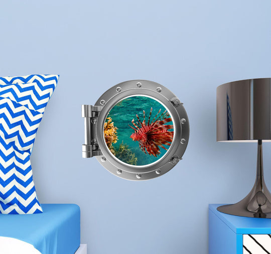 PortScape Exotic Lionfish | Ocean Porthole Window Wall Decal