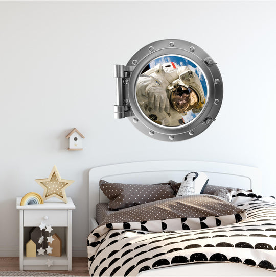 PortScape Astronaut 2 | Space Porthole Window Wall Decal