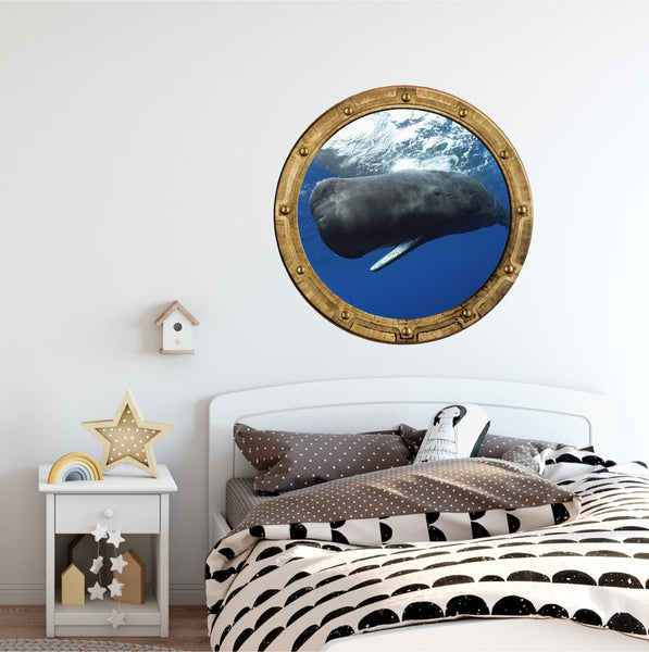 PortScape Sperm Whale | Ocean Porthole Window Wall Decal