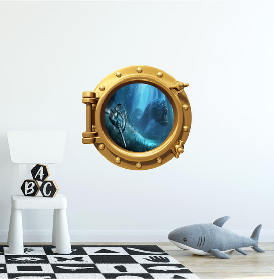 PortScape Sea Monster 2 | Ocean Porthole Window Wall Decal