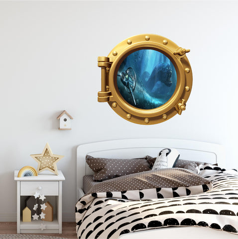 PortScape Sea Monster 2 | Ocean Porthole Window Wall Decal