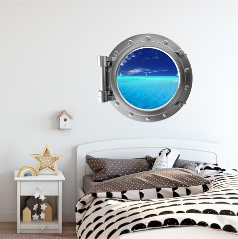 PortScape Sail Boats 2 | Ocean Porthole Window Wall Decal