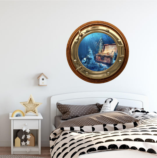 PortScape Sunken Treasure | Ocean Porthole Window Wall Decal