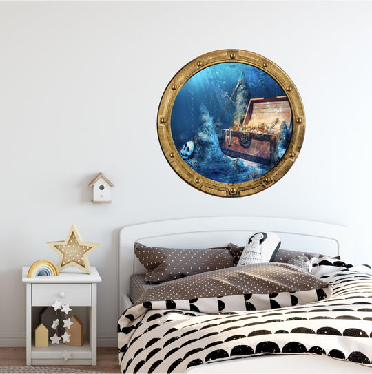 PortScape Sunken Treasure | Ocean Porthole Window Wall Decal