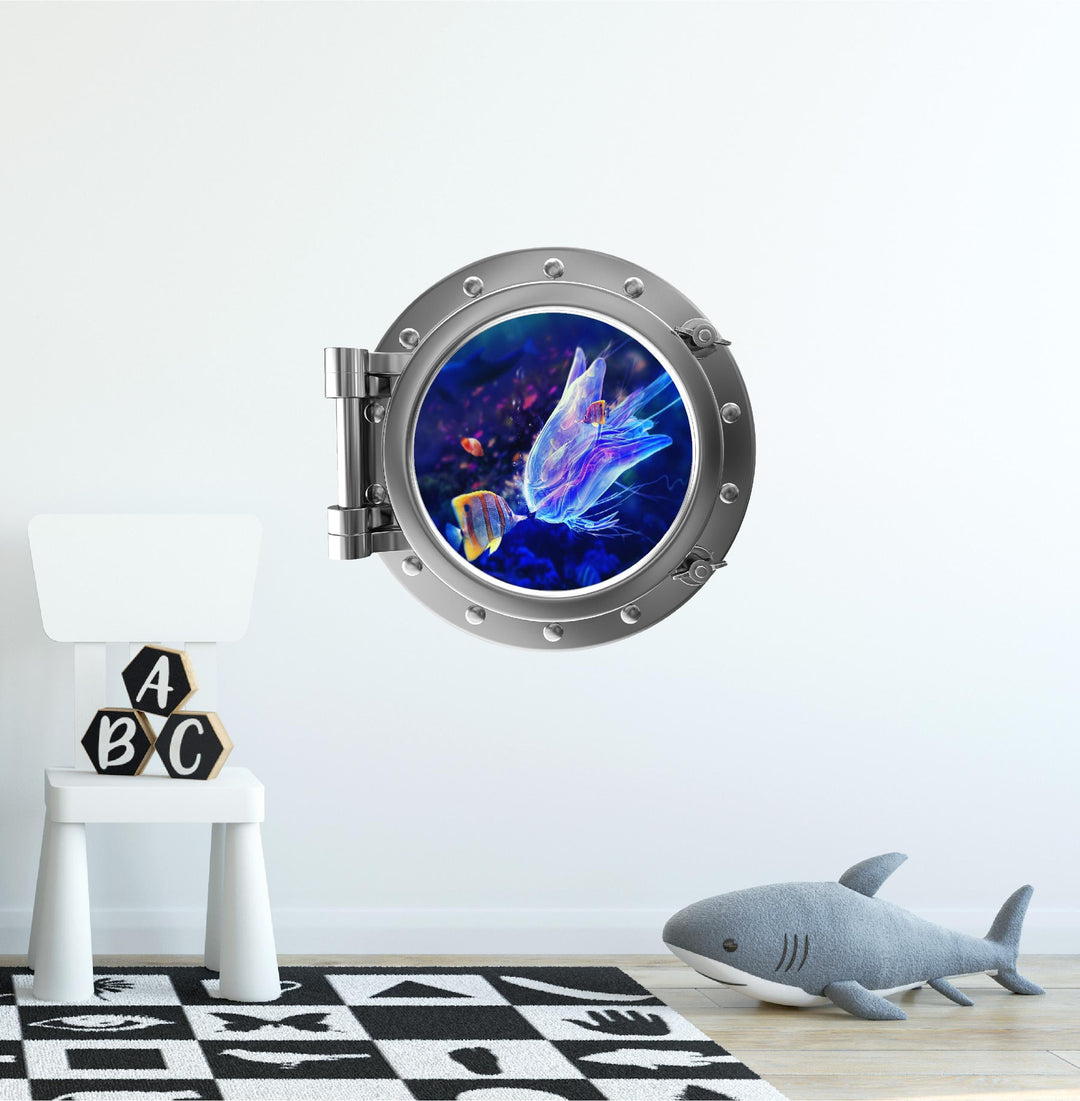 PortScape Jellyfish Kiss | Ocean Porthole Window Wall Decal