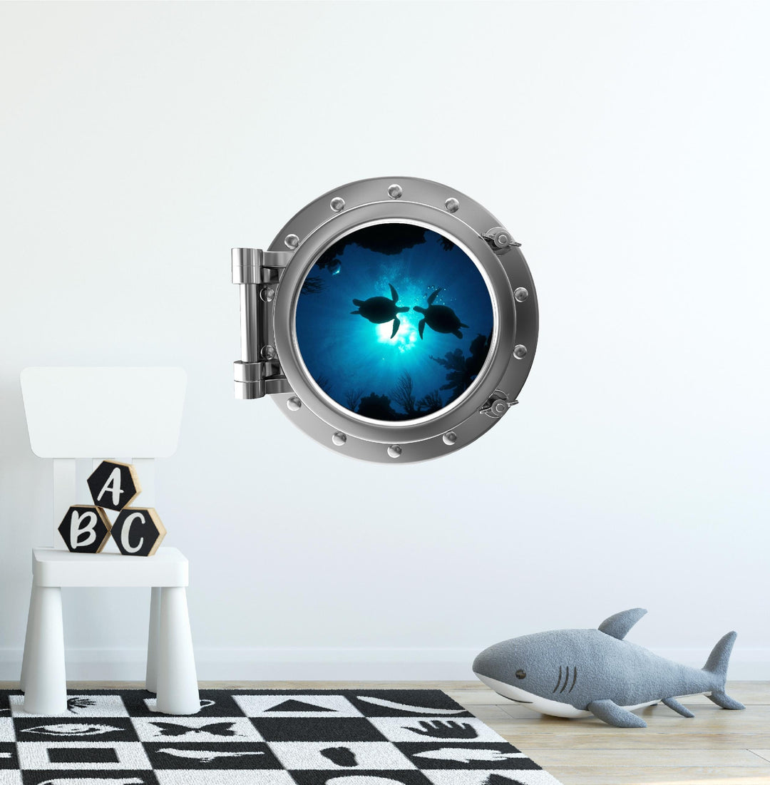 PortScape Sea Turtles 5 | Space Porthole Window Wall Decal