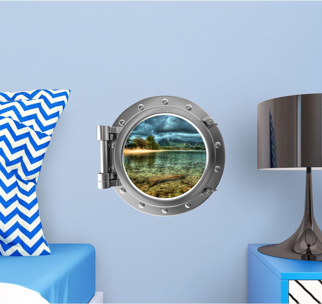 PortScape Tropical Island 1 | Ocean Porthole Window Wall Decal