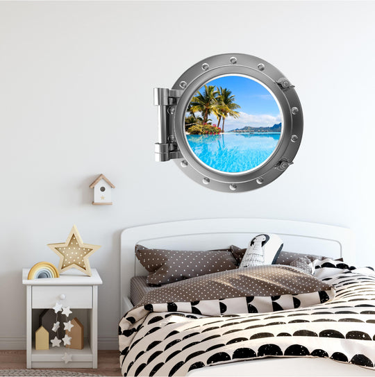 PortScape Tahiti Island Part 1 | Ocean Porthole Window Wall Decal