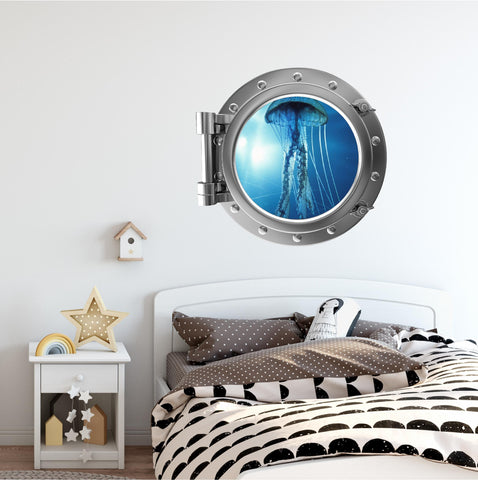 PortScape Jellyfish 3 | Ocean Porthole Window Wall Decal
