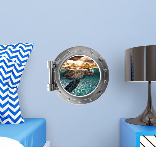 PortScape Sea Turtle 2 | Ocean Porthole Window Wall Decal