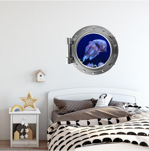 PortScape Cuttlefish | Ocean Porthole Window Wall Decal
