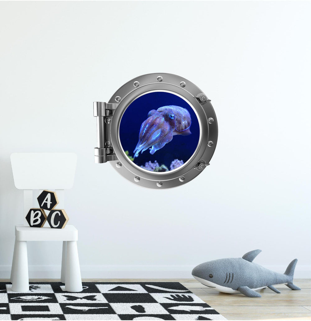 PortScape Cuttlefish | Ocean Porthole Window Wall Decal
