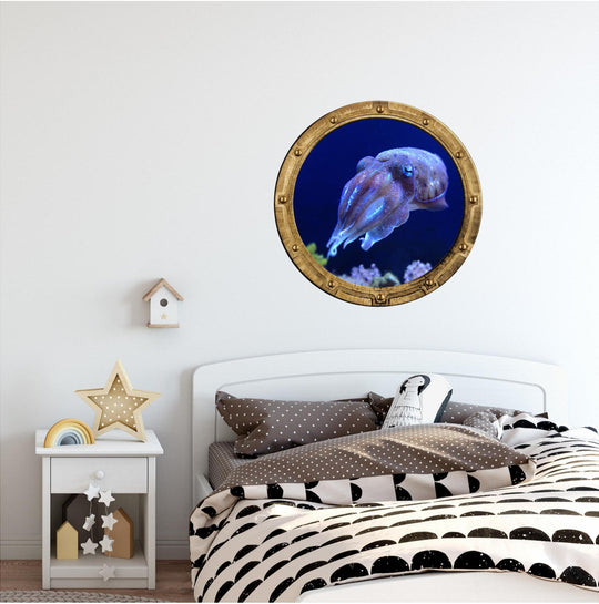 PortScape Cuttlefish | Ocean Porthole Window Wall Decal