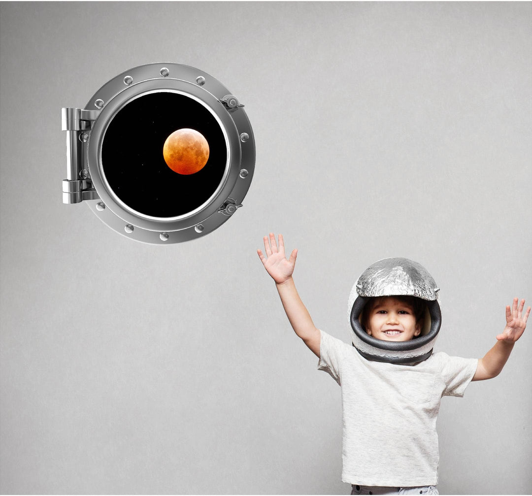 PortScape Blood Moon 1 | Space Porthole Window Wall Decal