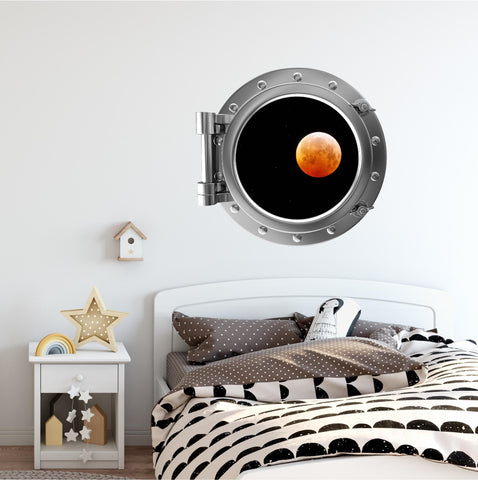 PortScape Blood Moon 1 | Space Porthole Window Wall Decal