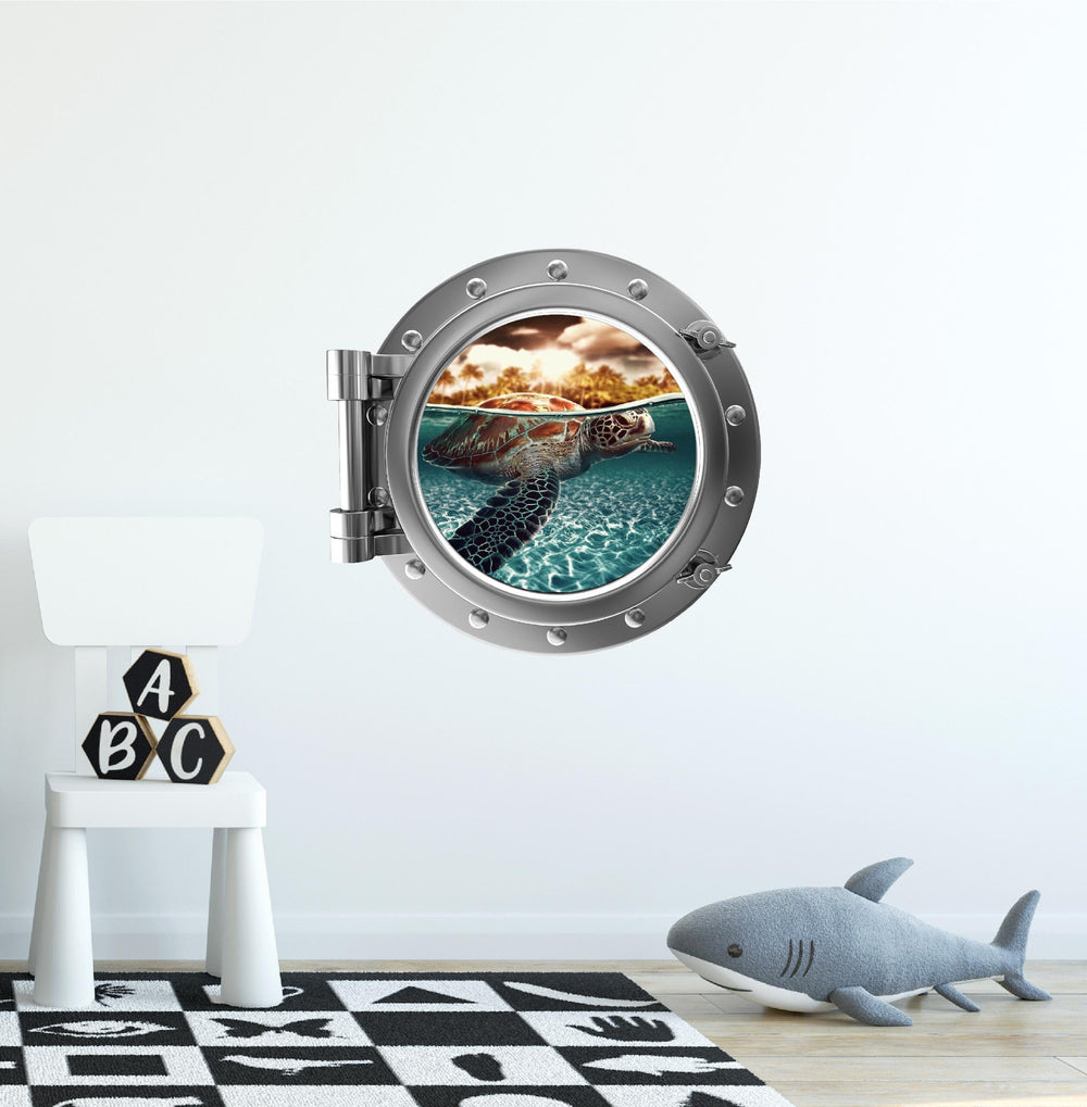 PortScape Sea Turtle 2 | Ocean Porthole Window Wall Decal