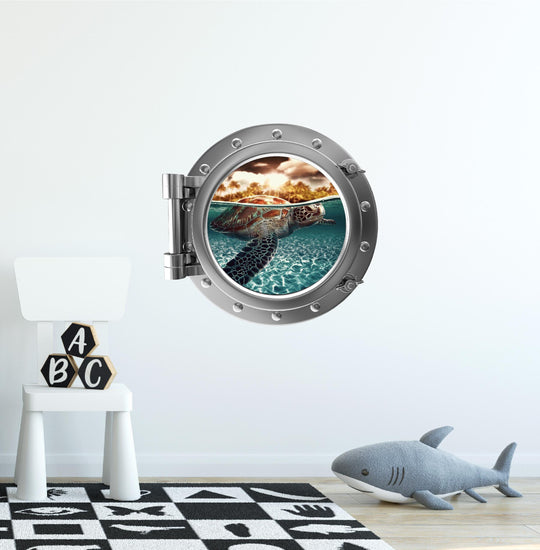PortScape Sea Turtle 2 | Ocean Porthole Window Wall Decal