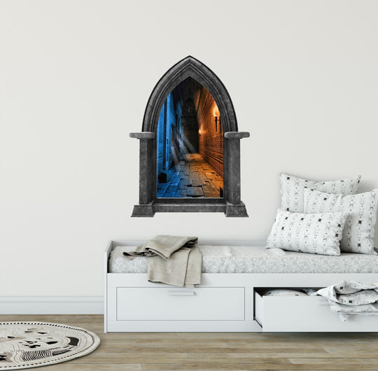 CastleScape Ice & Fire Medieval Dungeon Hallway | Castle Window Wall Decal