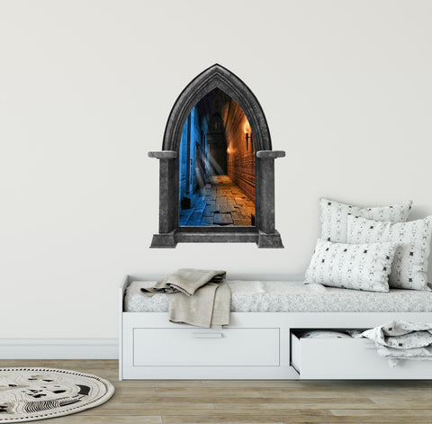 CastleScape Ice & Fire Medieval Dungeon Hallway | Castle Window Wall Decal
