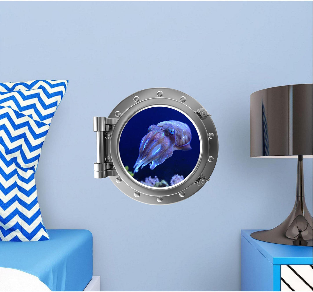 PortScape Cuttlefish | Ocean Porthole Window Wall Decal