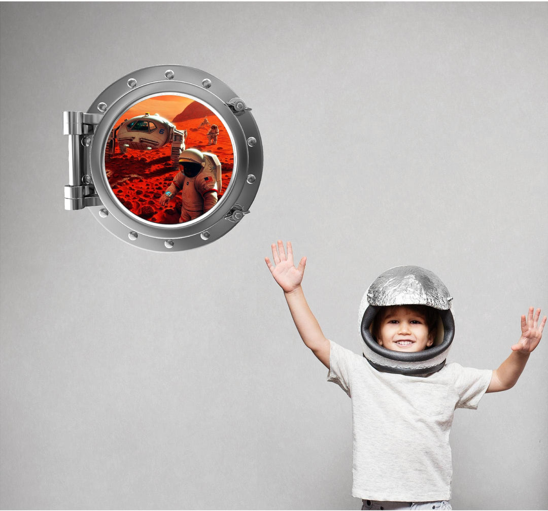 PortScape Exploring Mars | Space Porthole Window Wall Decal