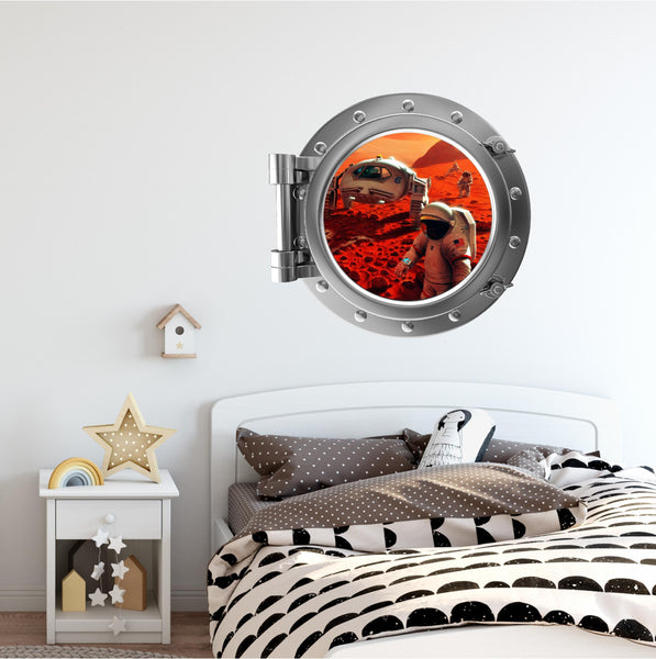 PortScape Exploring Mars | Space Porthole Window Wall Decal