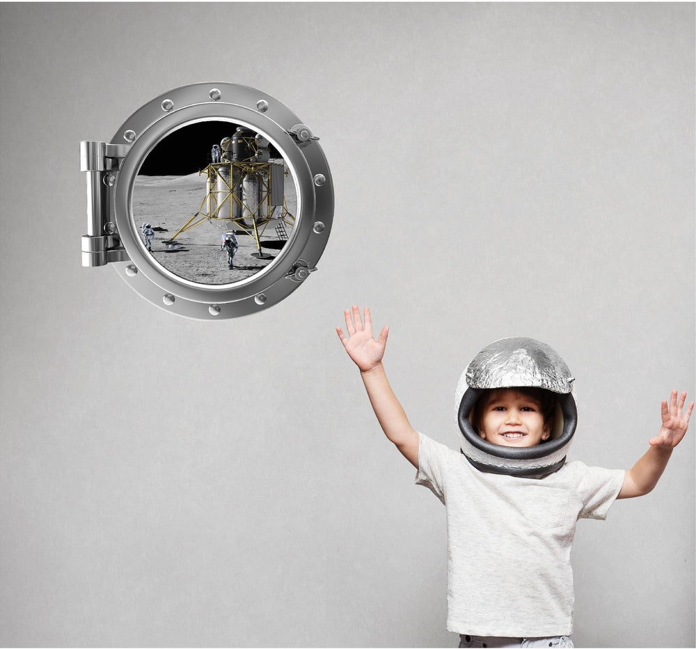 PortScape Moon Landing 1 | Space Porthole Window Wall Decal