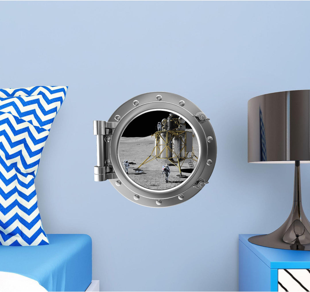 PortScape Moon Landing 1 | Space Porthole Window Wall Decal