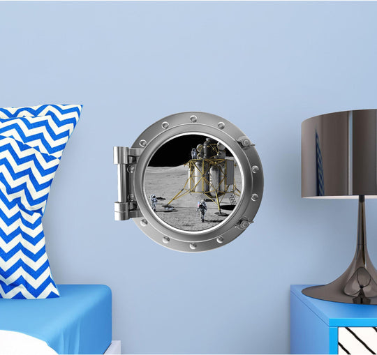 PortScape Moon Landing 1 | Space Porthole Window Wall Decal