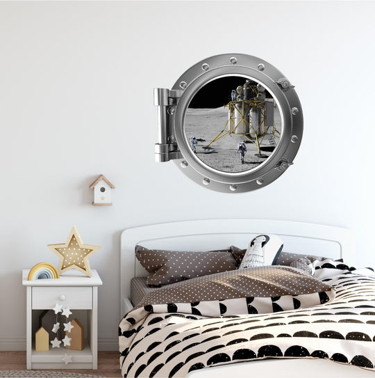 PortScape Moon Landing 1 | Space Porthole Window Wall Decal