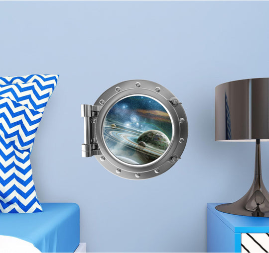 PortScape Saturn & Moons 2 | Space Porthole Window Wall Decal