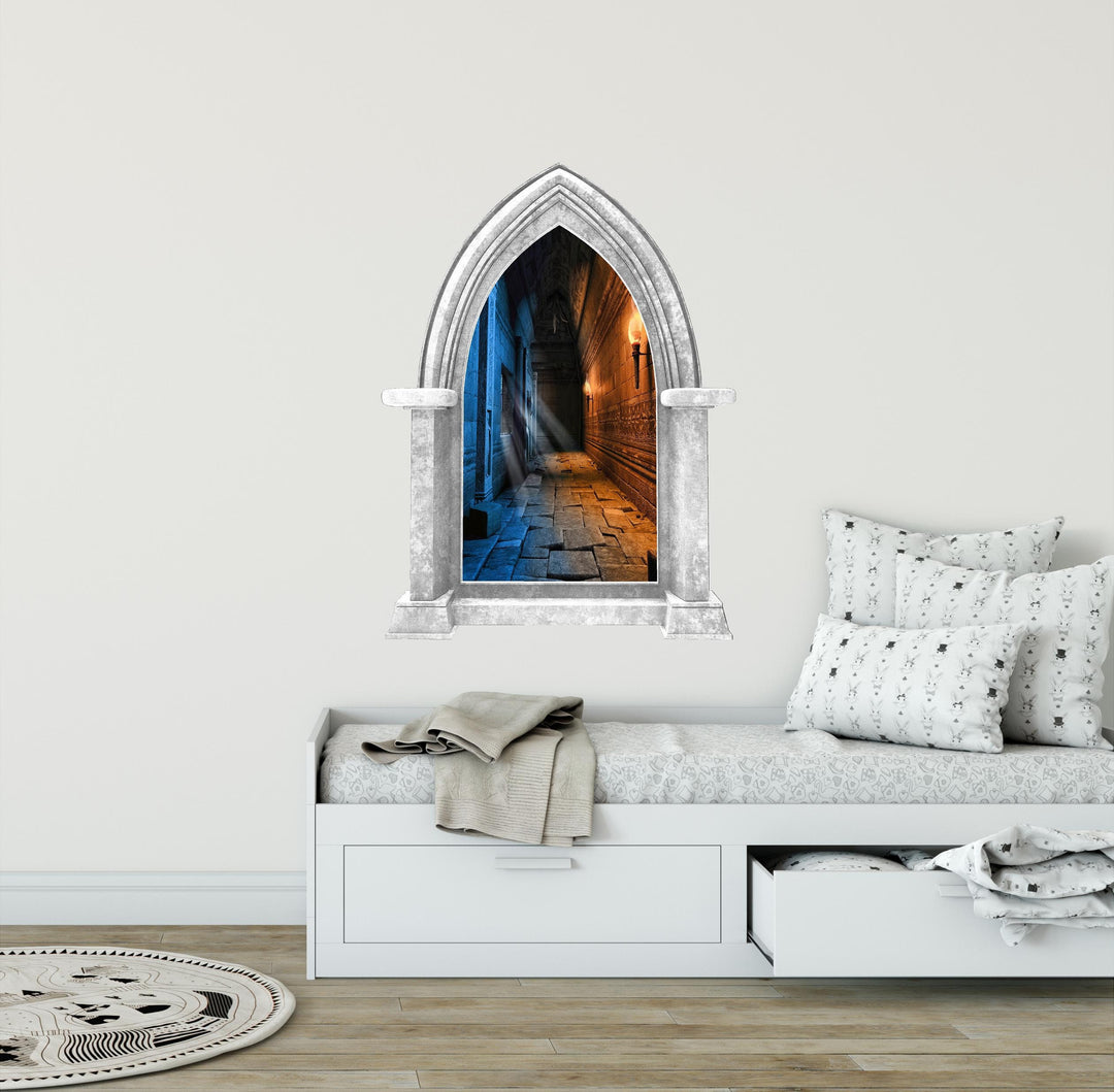 CastleScape Ice & Fire Medieval Dungeon Hallway | Castle Window Wall Decal