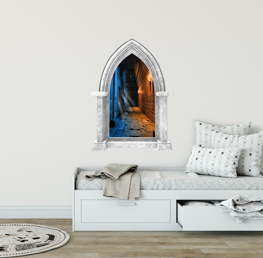 CastleScape Ice & Fire Medieval Dungeon Hallway | Castle Window Wall Decal