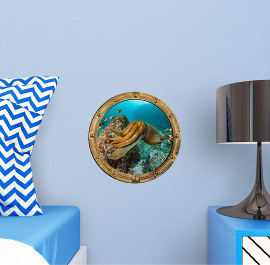 PortScape Cuttlefish 2 | Ocean Porthole Window Wall Decal