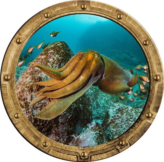 PortScape Cuttlefish 2 | Ocean Porthole Window Wall Decal