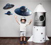 Alien Spaceship Wall Decal Set Removable Wall Sticker Spacecraft Outer Space UFO Wall Art for Boys Bedroom Decor - 3 Piece Set