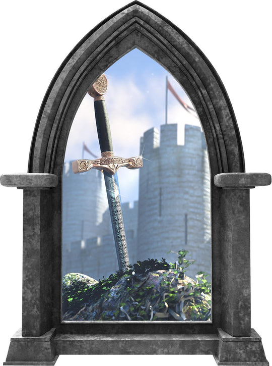 CastleScape Sword In The Stone Medieval | Castle Window Wall Decal