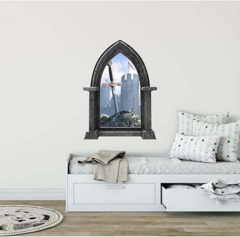 CastleScape Sword In The Stone Medieval | Castle Window Wall Decal